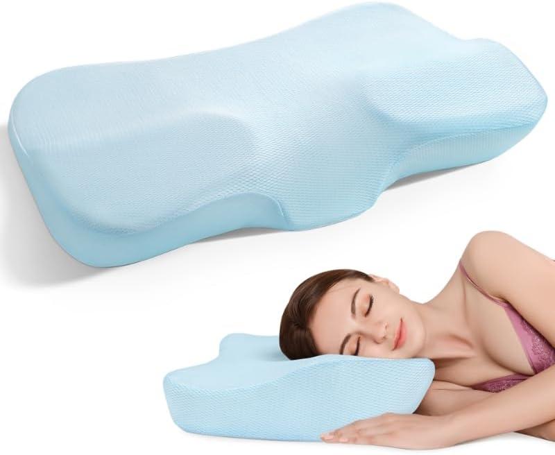 AM AEROMAX Cooling Cervical Memory Foam Pillow, Contour Pillows for Neck and Shoulder Pain Relief, Ergonomic Head Support Sleeping Pillow for Side and Back Sleepers.