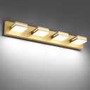 SineRise LED Modern Bathroom Vanity Light Fixtures, Modern Acrylic Bathroom Wall Lighting Fixtures Over Mirror, 4-Light, 30-Inch, Gold, White