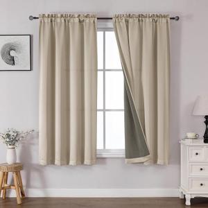 OWENIE Heidi Linen Curtains for Living Room 63 Inch Length 2 Panels Set, Light Filtering Solid Curtains for Bedroom, Rod Pocket Window Curtains & Drapes, 2 Pcs Each 40" W 63" L, Linen