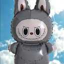 Gray Bunny Monster Balloon 25 x 15 Inch  Large Mylar Foil Balloon for Birthday Party Decorations, Kawaii Anime Theme Party Supplies, Cute Bunny Monster Balloon for Kids Party, Helium or Air Fill