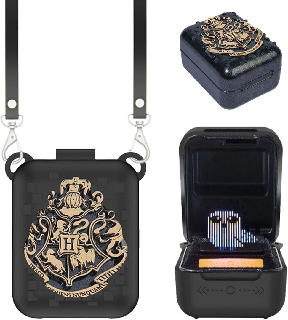 for Wizarding World Harry Potter, Bitzee Interactive Toy Silicone Case with Lanyard, Full Protective Case Cover with Bitzee Harry Potter Interactive Toy Digital Pet-Black