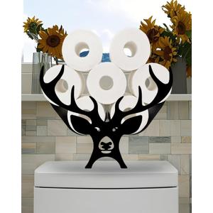 Antlers Toilet Tissue Holder, Animal Paper Holders, Decorative Metal Papers Holder, Funny Toilet Animal Storage for Bathrooms, Bathroom Paper Organizer for Extra 8 Rolls Free Standing Art Decor