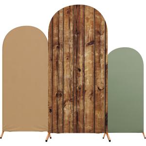 Set of 3 Western Cow Barn Farm Arch Backdrop Cover, 4ft, 5ft, 6ft Jungle My First Rodeo Highland Birthday Party Decoration, Fitted Arch Stand Covers for Birthday Wedding Banquet Party(Forest)