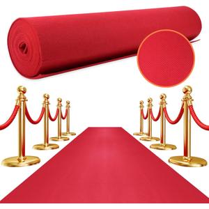 2.6FT15FT Red Carpet Runner for Party,350 GSM Felt Non-Woven Fabric Extra Thick Non Slip Aisle Rug for Wedding Ceremony and Events Decorations, Movie Theme Party Deco