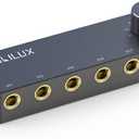 Cubilux Bidirectional 4-Channel 6.35mm Audio Selector, 1x TRS to 4X TRS Stereo 4-Port 1/4 Quarter Inch AUX Switch Box for Speaker, Headphones, Subwoofer, Home Audio System, Mixer, Amplifier (Black, Signal Selector)