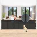 Reinforced 150 Inch Retractable Baby Gates Extra Wide Dog Gate with Support Rods, Upgrade Extra Long Baby Gate for Doorways 12 Ft Extra Large Pet Gate Indoor Outdoor Mesh Dog Gate for The House, Black