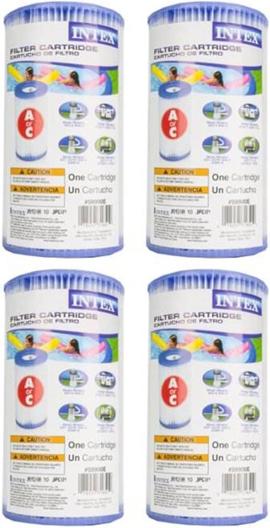Intex 29000E 8" x 4.25" Type A Easy Set Above Ground Pool Replacement Filter Cartridge or Similar Brand Pool Pumps (4 Pack)
