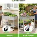 32" Tall Galvanized Raised Garden Bed with Legs Wheels & Shelf, Elevated Planter Box Outdoor for Vegetables, Herbs & Flowers, Patio & Backyard, Garden Bed with 400lb Capacity，Grey