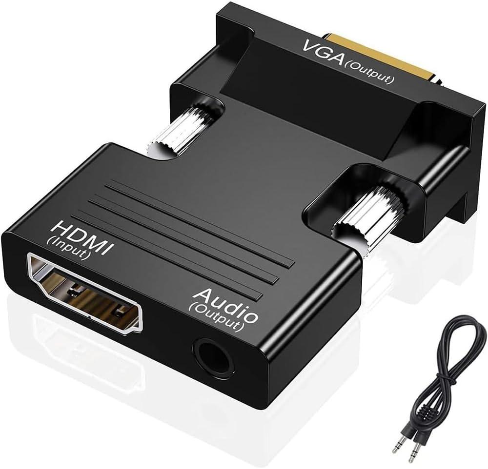 HDMI to VGA Adapter, HD 1080P Audio Video Converter, Gold-Plated Connector (Female to Male) for Computers, desktops, laptops, PCs, Monitors, projectors, HDTVs, Chromebooks,Raspberry Pi,Roku, Xbox,etc
