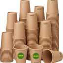 120 Pack 12 oz Disposable Paper Cups, Brown Coffee Cups Unbleached Kraft Paper, Sturdy Leak Resistant Hot/Cold Disposable Cups for Party Home Office