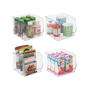 InterDesign iDesign Stackable Open-Front Storage Bins for Kitchen and Pantry Organization - Set of 4 - Clear