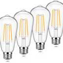 4-Pack Vintage LED Edison Bulbs 100W Equivalent 1400LM High Brightness 8W ST58 LED Filament Light Bulbs 3000K Warm White E26 Medium Base CRI90+ Antique Clear Glass for Home Dinning Room, Non-dimmable