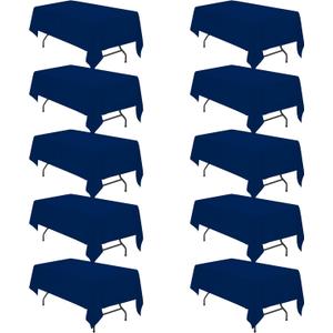 BRILLMAX 10 Pack Navy Blue Tablecloths 60 x 102 Inch for 6ft Rectangle Tables - 150 GSM Polyester Fabric, 15" Standard Drop, Water, Stain & Wrinkle Resistant Cloth Cover for Wedding Dining Buffet