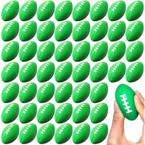 Blulu 50 Pack Mini Football Bulk 2.17" Foam Football Party Favor Small Sports Valentines Stress Ball for Back to School First Year Down Birthday Homecoming Game Party Bag Gift Filler (Green)