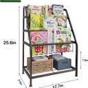 aboxoo Kids Bookshelf Todder Freestanding for Children Room 18 inches Small Toddler Bookcase Toy Organizer Play Black Stable Bookcase Bookstore Library Book Unit Storage for Small Place,Black