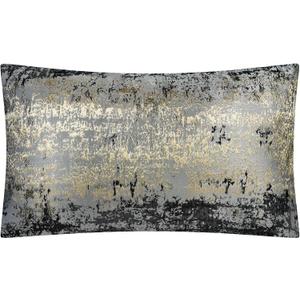 THE-TINOART Gold Splashed Industrial Modern Throw Pillow Covers 12x20, Slate Gray and Black Jacquard Woven Pillow Covers, Urban Textured Decor for Couch Sofa Bed