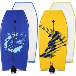 Blueweenly 2 Pcs Body Boards for Beach, Lightweight PE Bodyboard Surfboards with EPS Core, Wrist Leash, XPE Deck and HDPE Slick Bottom for Kids Teens Adults Pool Surfing, 41