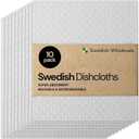 Swedish Wholesale Dishcloths Reusable 8" x 7" Sponge Cloths, Bulk 10 Pack of High Absorbent Cellulose Dish & Kitchen Cleaning Hand Towels, Wring to Dry & Machine Wash, Odor Resistant, White