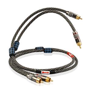 Audiophile HiFi 4.92ft Audio RCA Cables - 2RCA Male to Male,15 AWG,4N OFC Core,24K Gold-Plated Plugs,with Nylon Braid,Subwoofer Cable,Compatible with Amplifier,CD Player,Turntable(4.92ft/1.5m)