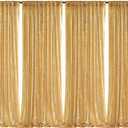 B-COOL Sequin Backdrop Gold Curtains 4 Panels 2ftx8ft Glitter Shimmer Fabric Sparkly Drapes for Background Wedding Banquet Party Decorations