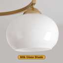 Mid Century 3-Light Gold Sputnik Light Green Glass Semi Flush Ceiling Light