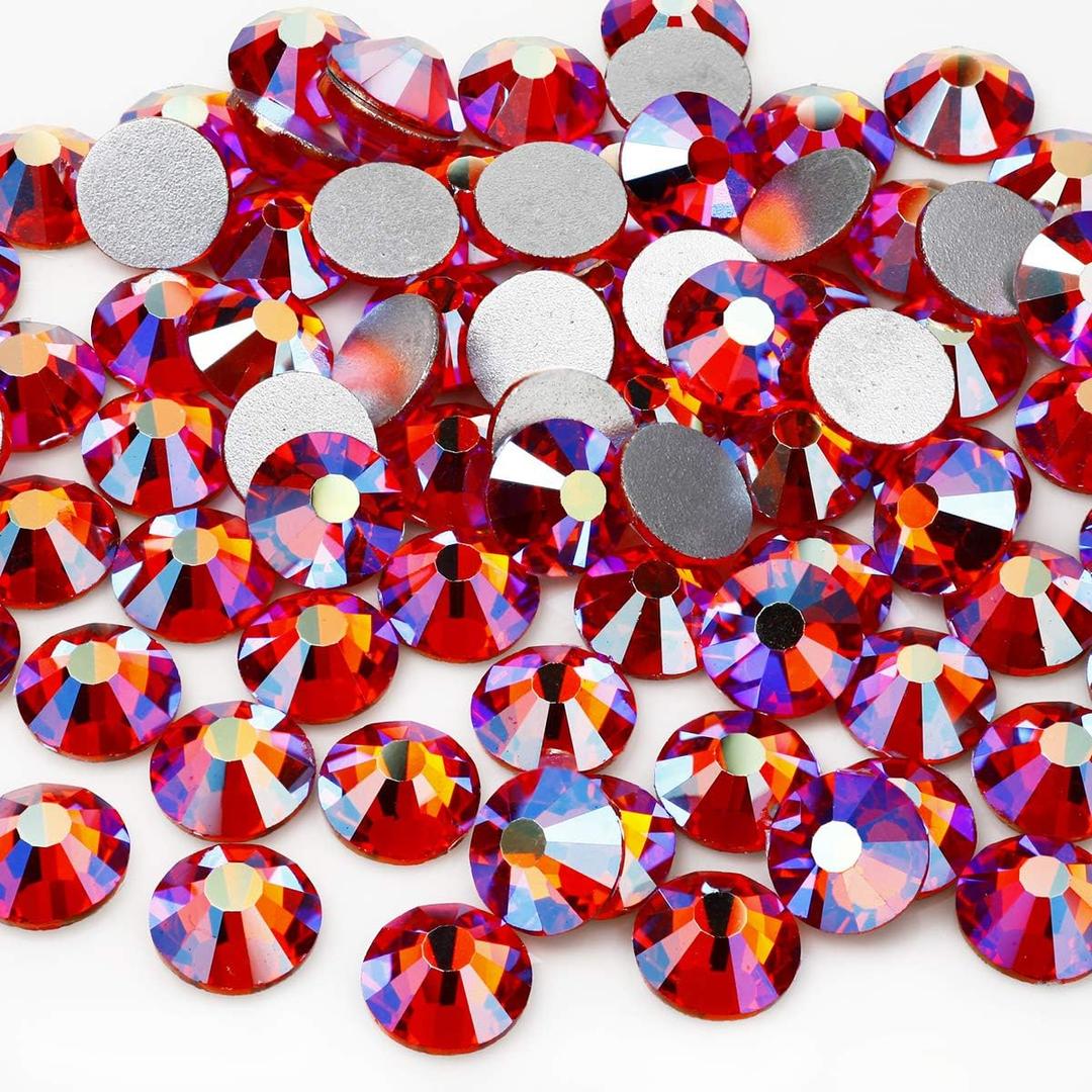 Yantuo Red AB Crystal Rhinestones SS16 1440 pcs, 4 mm Siam Glass Flat Back Rhinestone Strass for Nail Art,Tumbler Cup,Shoes,DIY Crafts,Bling Project