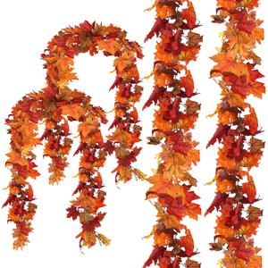 CQURE 4 Pack Fall Leaf Garland, Total 23.6Ft Artificial Fall Vines Autumn Garland Fall Maple Leaves Thanksgiving Decor for Home Wedding Fireplace Christmas
