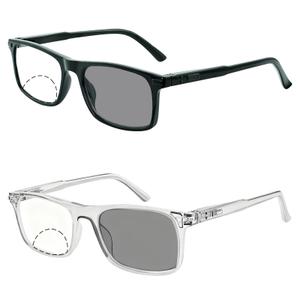 2 Pack Photochromic Bifocal Reading Glasses for Women Men Blue Light Blocking Clear Top Transition Readers