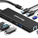 Hiearcool USB C Hub, USBC to 4K@60 Hz HDMI Adapter with 100W PD, 8-in-1 USB-C Dongle Multiport Dock Compatible for MacBook Dell Lenovo HP Laptops-Midnight Black