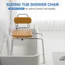 Loyoda Sliding Shower Chair with Swivel Seat, Slide Bathtub Transfer, for Elderly and Disabled, with Security Belt, 360 Rotation, Slides and Rotates, Adjustable Height,350lb Capacity, Brown