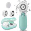 Facial Cleansing Brush Electric Facial Exfoliating Massage Brush with 3 Cleanser Heads and 2 Speeds Adjustable for Deep Cleaning, Removing Blackhead, Face Massaging (Green)