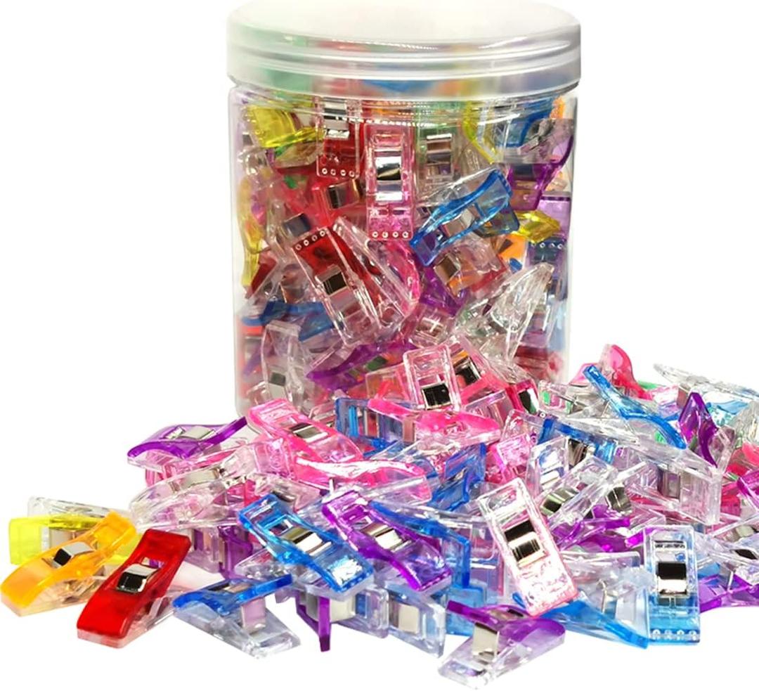 Sewing Clips, 120 Pcs with Plastic Jar, Fabric Clips, Premium Quilting Clips for Supplies Crafting Tools,Plastic Clips for Crafts,Sew Clips,Sewing Notions
