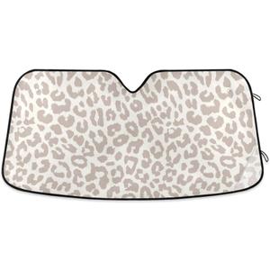 Leopard Cheetah White Car Windshield Sun Shade Foldable UV Ray Sun Visor Protector Sunshade to Keep Your Vehicle Cool (55" x 27.6") (Multi Pattern 20)
