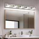 Brushed Nickel Bathroom Light Fixtures Over Mirror, 5-Light Bathroom Vanity Light, LED Dimmable Bath Lights, Modern Dimmable Vanity Lighting with Rotating Lamp Head, 5500K, 5-Light,40lnch
