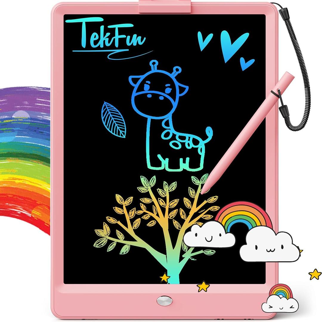 TEKFUN LCD Writing Tablet Doodle Board, 10inch Colorful Drawing Pad for Kids, Mess Free Coloring for Toddlers, Toys Gifts for 3 4 5 6 7 8 Year Old Girls Boys, Pink