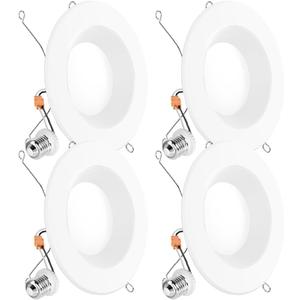 Sunco Retrofit LED Recessed Lighting 6 Inch, Downlight Can Lights for Ceiling, Baffle Trim, 965 LM, 13W (120W Equivalent), 4000K Cool White, Dimmable, Damp Rated UL 4 Pack.