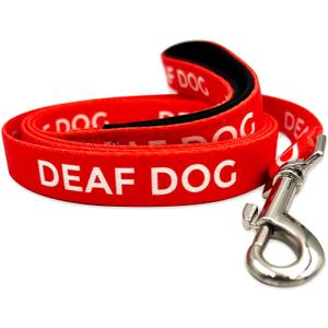 Deaf Dog Leash - Hard of Hearing Warning - Hearing Impaired Dog - No Limited Hearing - Deaf Alert Padded Handle Accessories for Small Medium Large Dogs (Red, Medium)