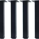 QLLY 14 inch Adjustable Metal Furniture Legs, Square Office Table Desk Leg, Table Leg, Set of 4 (Black)