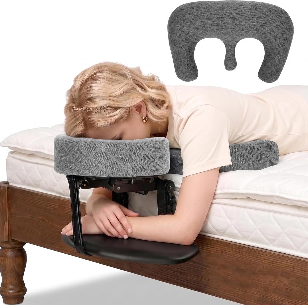 Massage Headrest for Bed, Massage Head Holder with Arm Rest & Breast Pillow