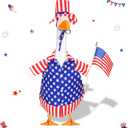 4th of July Goose Outfit Set Patriotic Lawn Porch Goose Clothes American Flag Goose Costume Independence Day Goose Outfit for 23'' Plastic Goose Outdoor Patio Yard Lawn Art(Large Flag)