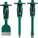 Heavy Duty Masonry Chisel Set,12 Inch Point and Flat Chisel, 9 Inch Brick Chisel With Hand Protector,for Demolition,Mason,Carving,Concrete (3 PCS Set)