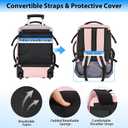 Taygeer Rolling Backpack for women, 17 inch Travel Laptop Backpack with Wheels & Shoe Pouch, Large Wheeled Back Pack Carry on Luggage, Overnight College Work Suitcase Bag Roller Mochila Adult, Pink