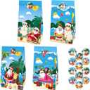 2 x IRCOR Christmas in July Goodie Bags Hawaiian Christmas Gift Bags with Sealing Stickers Mele Kalikimaka Treat Party Decorations Party Supplies
