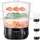13.7QT Electric Food Steamer for Cooking, Vegetable Steamer with 3 Tiers BPA-Free Baskets, 800W Fast Simultaneous Cooking, 60-Minute Timer, Ideal for Veggies Seafood Rice (Gray)