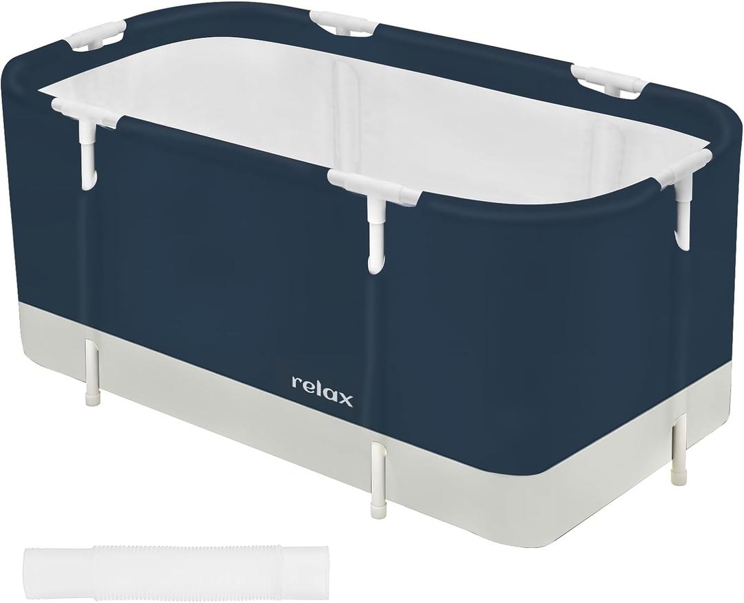 Portable Foldable Bathtub,Soaking Standing Bath Tub for Shower Stall, Easy to Assemble Collapsible Bathtub, Suitable for Travel, Camping and Outdoor Activities (Relax, 45inch)