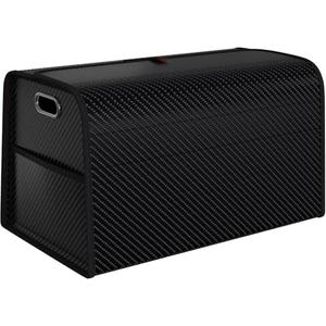 GMQ Car Storage Organizer, Leather Trunk Organizer with Collapsible Storage, Large Capacity for SUV, Truck, MPV (Carbon Fibre, L)