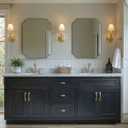 MIRRORART Gold Bathroom Mirrors 22x30, Scalloped Brass Vanity Mirrors Rounded Notched Corner in 1 Anti-Rust Seamless SUS304 Metal Frame Wall Mounted Vertical/Horizontal for Bathroom, Over Sinks