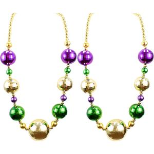 GiftExpress 2PC 44 Inch Mardi Gras Jumbo Bead Necklace for Party Favors, Mardi Gras Festival, Mardi Gras Parades