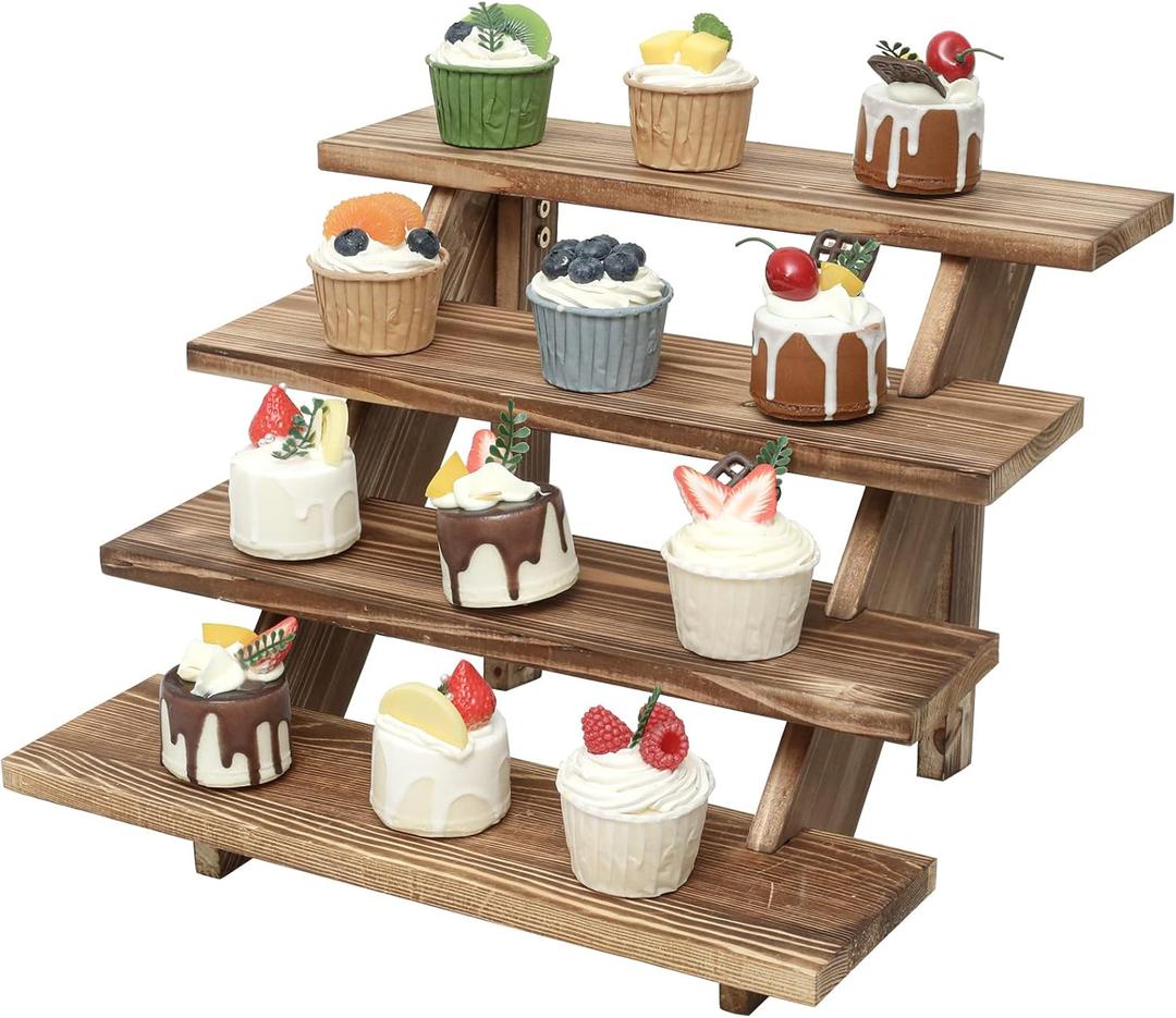 SwallowLiving Wooden Rustic Cupcake Stand for 24 Cupcakes, Stepped Wood Display Stand for Weddings, Tiered Party Table Display Riser for Food , Dessert, Cookie, Decor, Craft Show, Burnt SwallowLiving Wooden Rustic Cupcake Stand for 24 Cupcakes, Stepped Wood Display Stand for Weddings, Tiered Party Table Display Riser for Food , Dessert, Cookie, Decor, Craft Show, Burnt