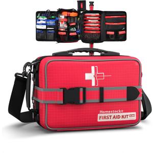 Advanced Comprehensive First Aid Kit with Well Organized Labelled Compartments Removable MOLLE System First Aid Trauma Kits for Car, Home,Camping, Office and etc.-401 Piece